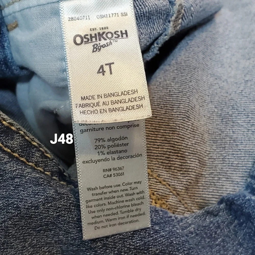 Vintage Oshkosh B'Gosh Kids Western Overalls Blue Denim Size 4T Unisex Retro